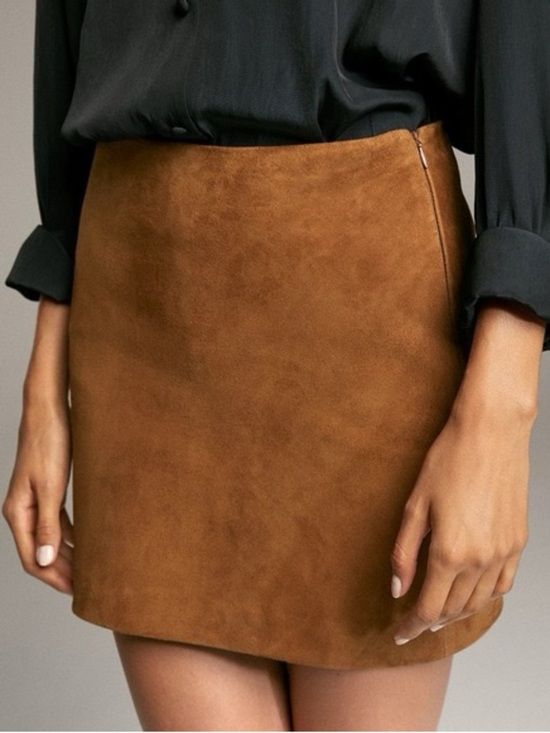 Babaton Dresses & Skirts - Aritzia Babaton Hopper Faux Suede Brown Mini Skirt 4